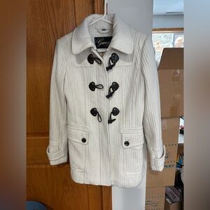 Guess Women's Ivory Toggle Wool Blend Pea Coat